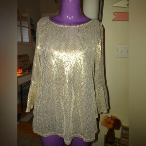 NWT MSK ANGEL WINGS GOLD, BLING NEW YEARS BLOUSE. MEDIUM.
CRUISE, VEGAS, PARTY.